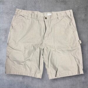 Carhartt Cargo Shorts Mens 38 Tan Relaxed Fit Canvas Workwear Utility B144 Y2K